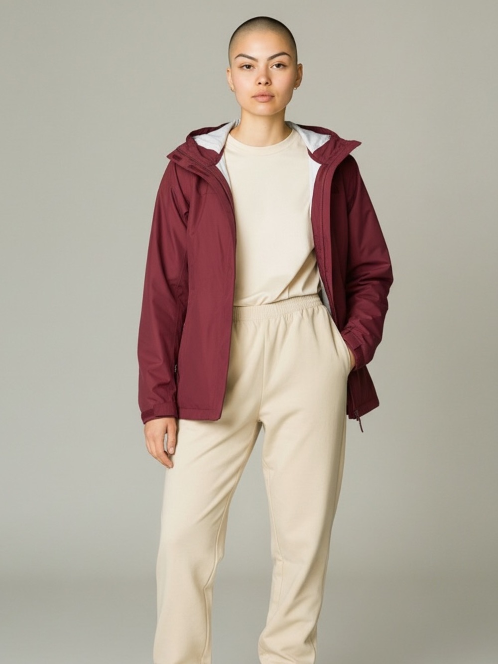The North Face Burgundy Hooded Rain Jacket Windbreaker Women’s Large